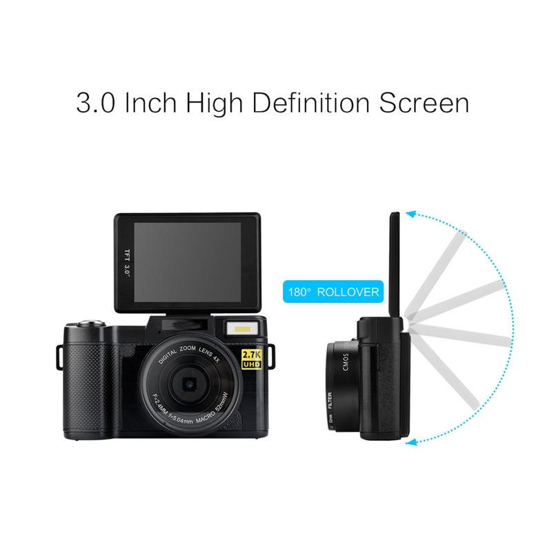 3.0 Flip Screen Vlog Camera with 4x Zoom - Black 5