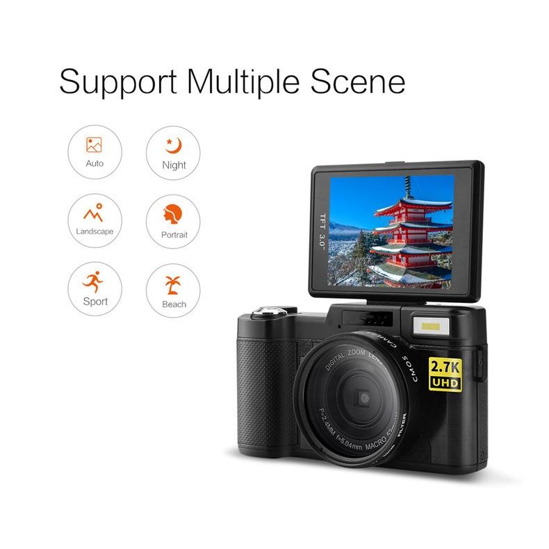 3.0 Flip Screen Vlog Camera with 4x Zoom - Black 6