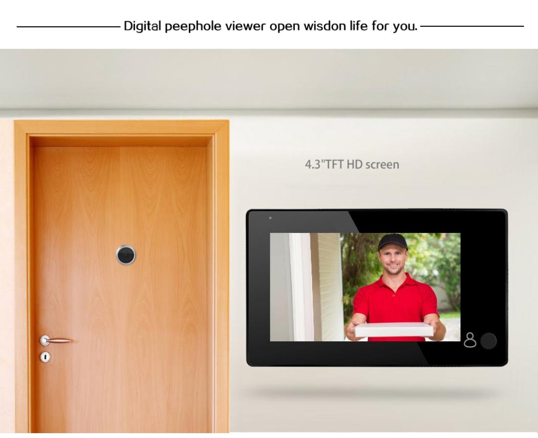 4.3 Security Camera Door Peephole With One-Key Watch - Black 12