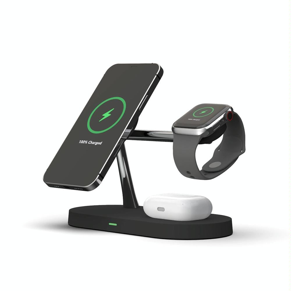 15W 5 In 1 Magnetic Wireless Charger For Iphone 12 & Apple Watch & Airpods - Black 3