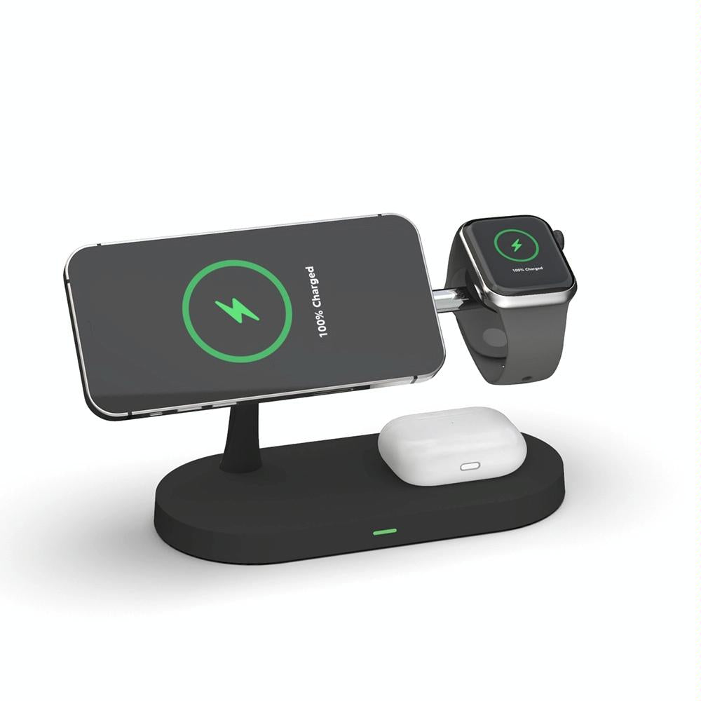 15W 5 In 1 Magnetic Wireless Charger For Iphone 12 & Apple Watch & Airpods - Black 4