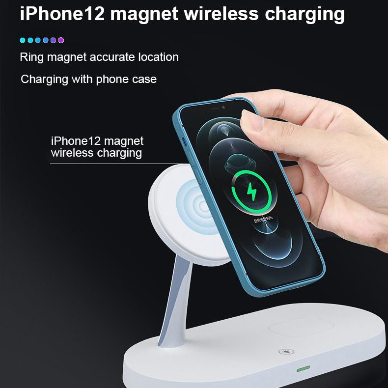 15W 5 In 1 Magnetic Wireless Charger For Iphone 12 & Apple Watch & Airpods - Black 15