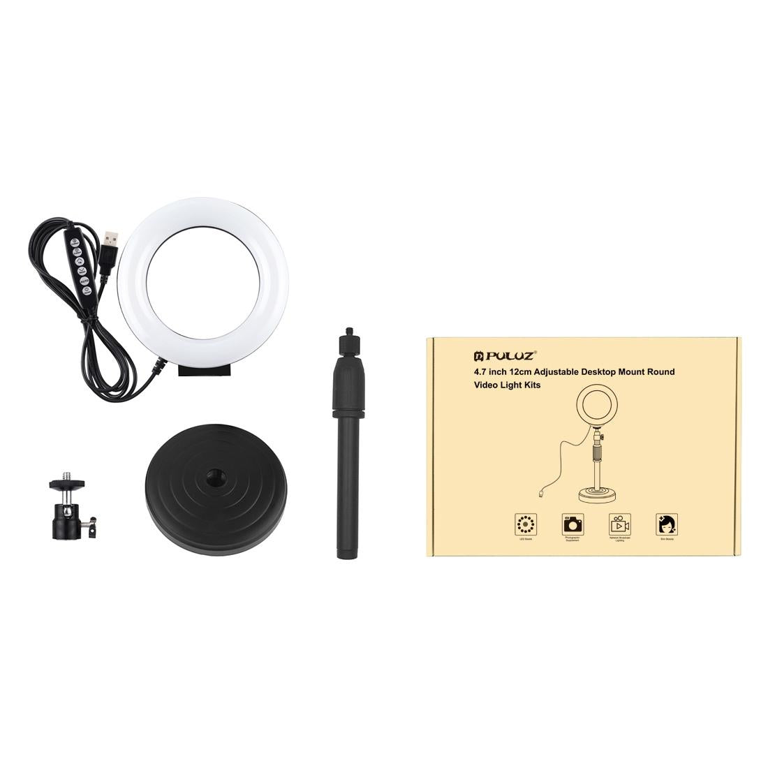 Curved Surface Ring Light with Usb 10 Modes 8 Colour Rgbw Cold Shoe Tripod Black 4