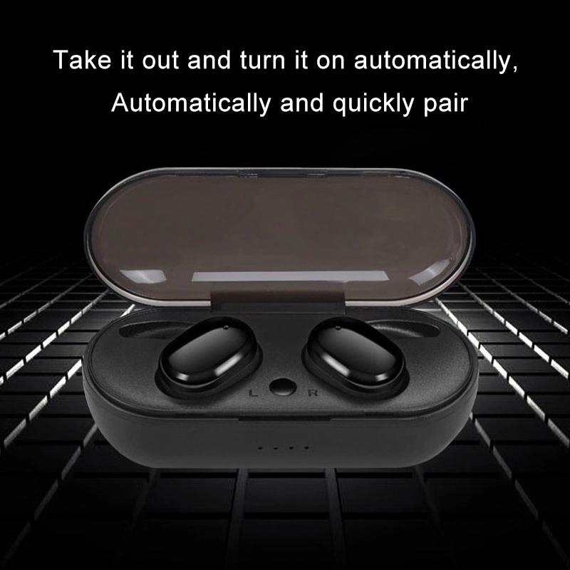 Waterproof Touch Wireless Bluetooth Earphones + Charging Box - Black 5