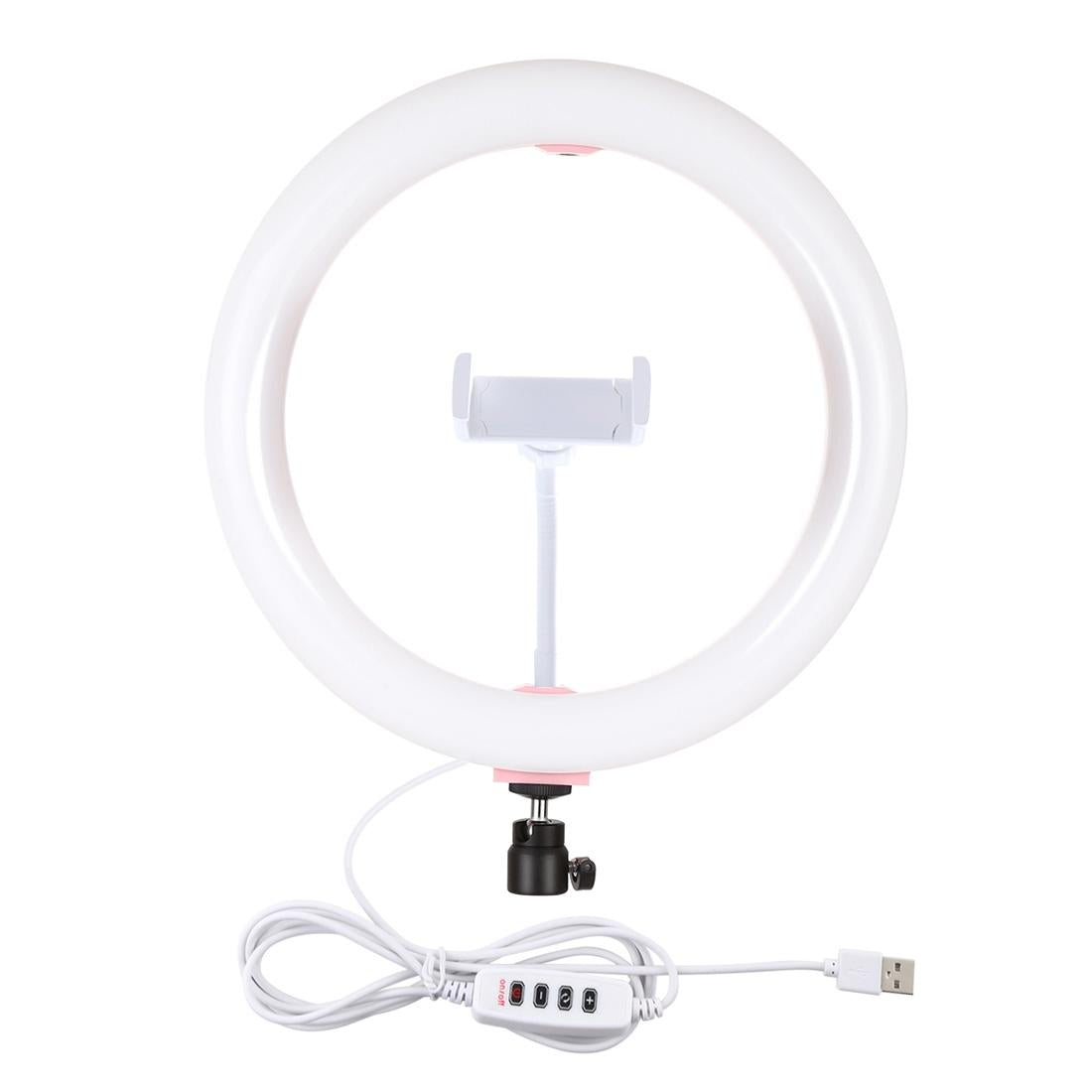 26cm Usb 3 Modes Dimmable Led Ring Light with Phone Clamp - Black 3