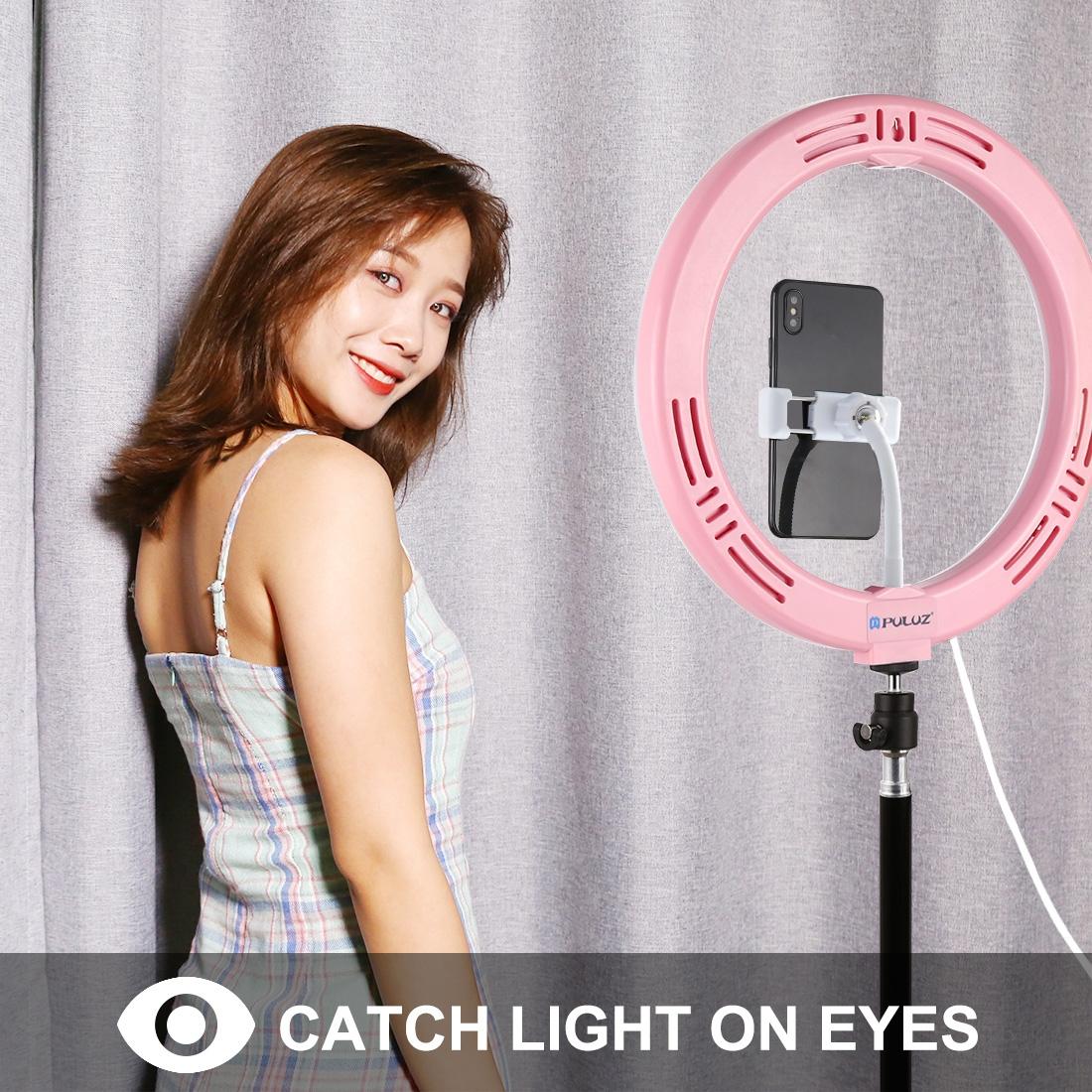26cm Usb 3 Modes Dimmable Led Ring Light with Phone Clamp - Black 4