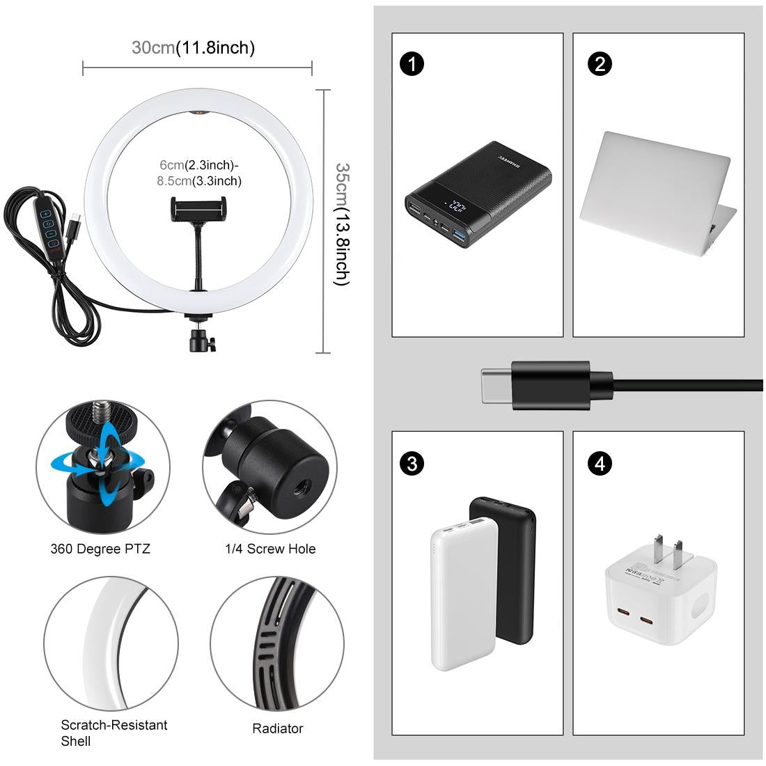 11.8 Dual Colour Led Ring Light with Phone Clamp - 3 Modes 4
