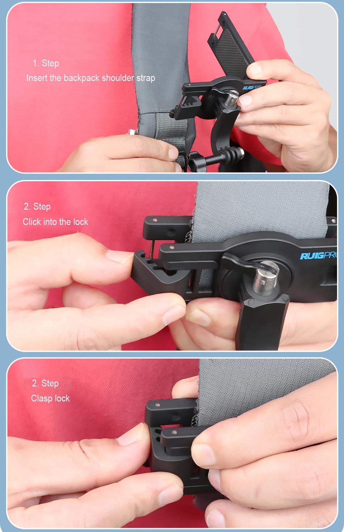 360 Degree Rotating Quick Release Backpack Strap Mount for Gopro Hero 12 10