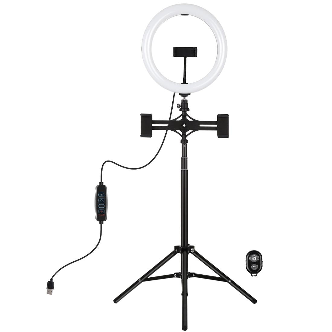 10.2 Dual Phone Tripod with Usb Ring Light & Remote 13