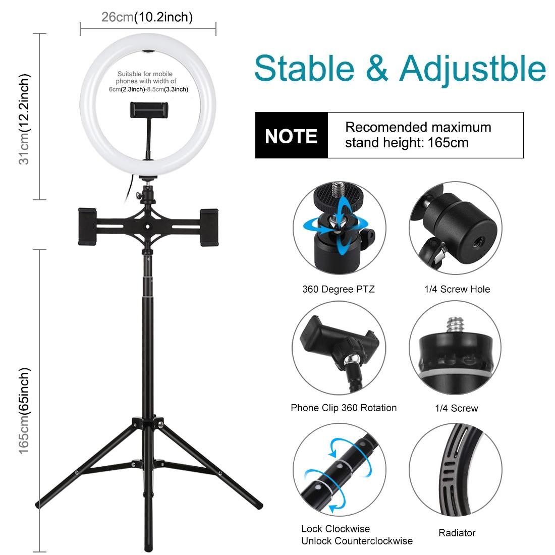 10.2 Dual Phone Tripod with Usb Ring Light & Remote 5