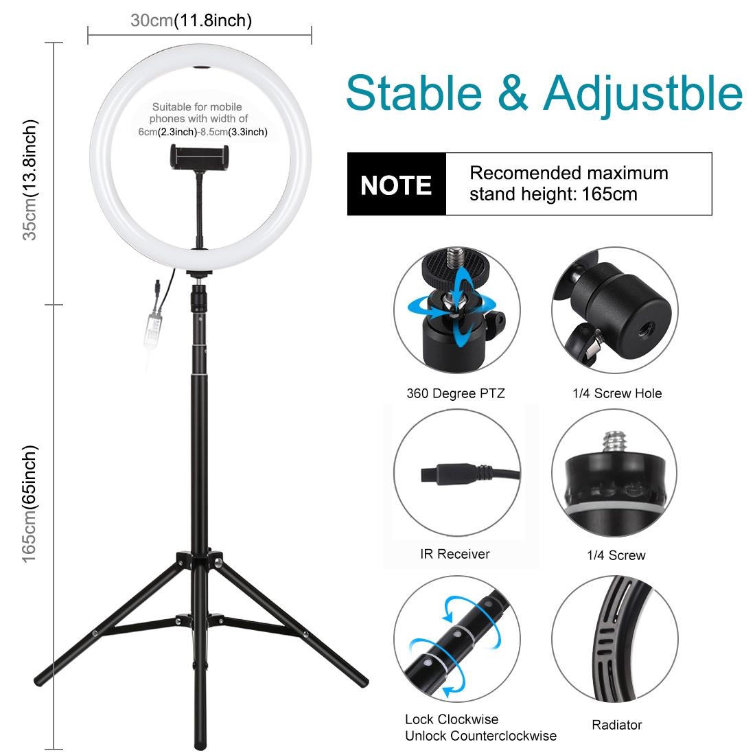 11.8 Rgbw Led Ring Light Kit with Mount & Remote 8