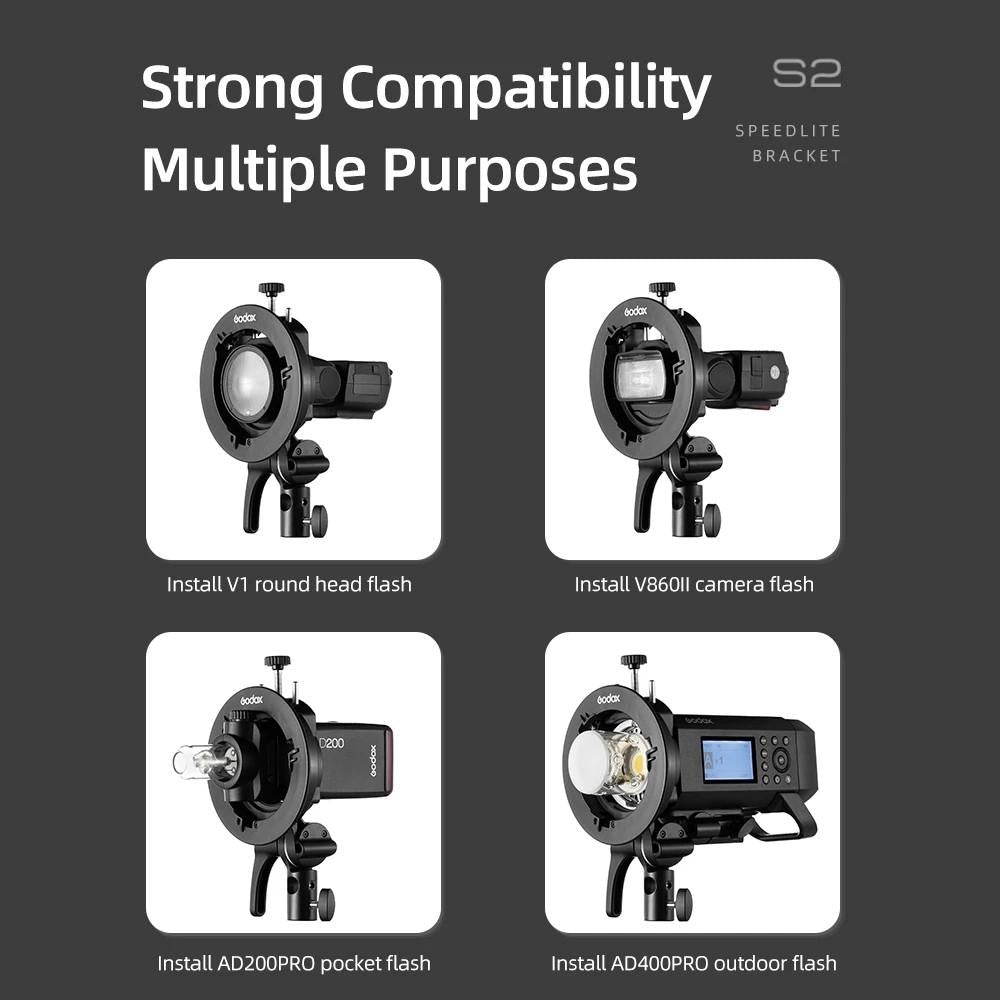 Universal S-Type Flash Bracket For Bowens Mount - Black 6