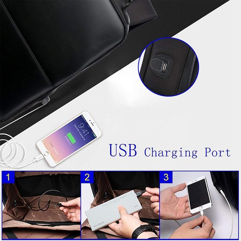 Business Waterproof Anti-Theft Double Shoulder Bag With Usb Port - 27X16.5X40Cm Black 5