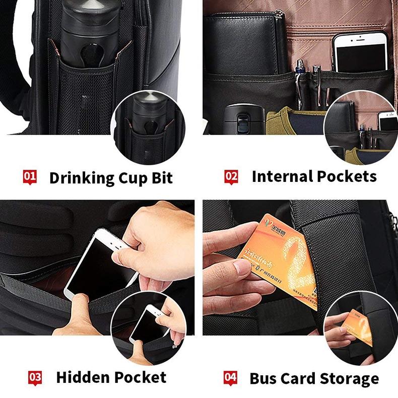 Business Waterproof Anti-Theft Double Shoulder Bag With Usb Port - 27X16.5X40Cm Black 15