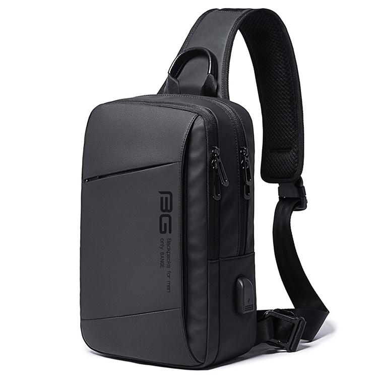 Usb Chest Bag For Men Fashionable Outdoor Sports Shoulder Bag Black