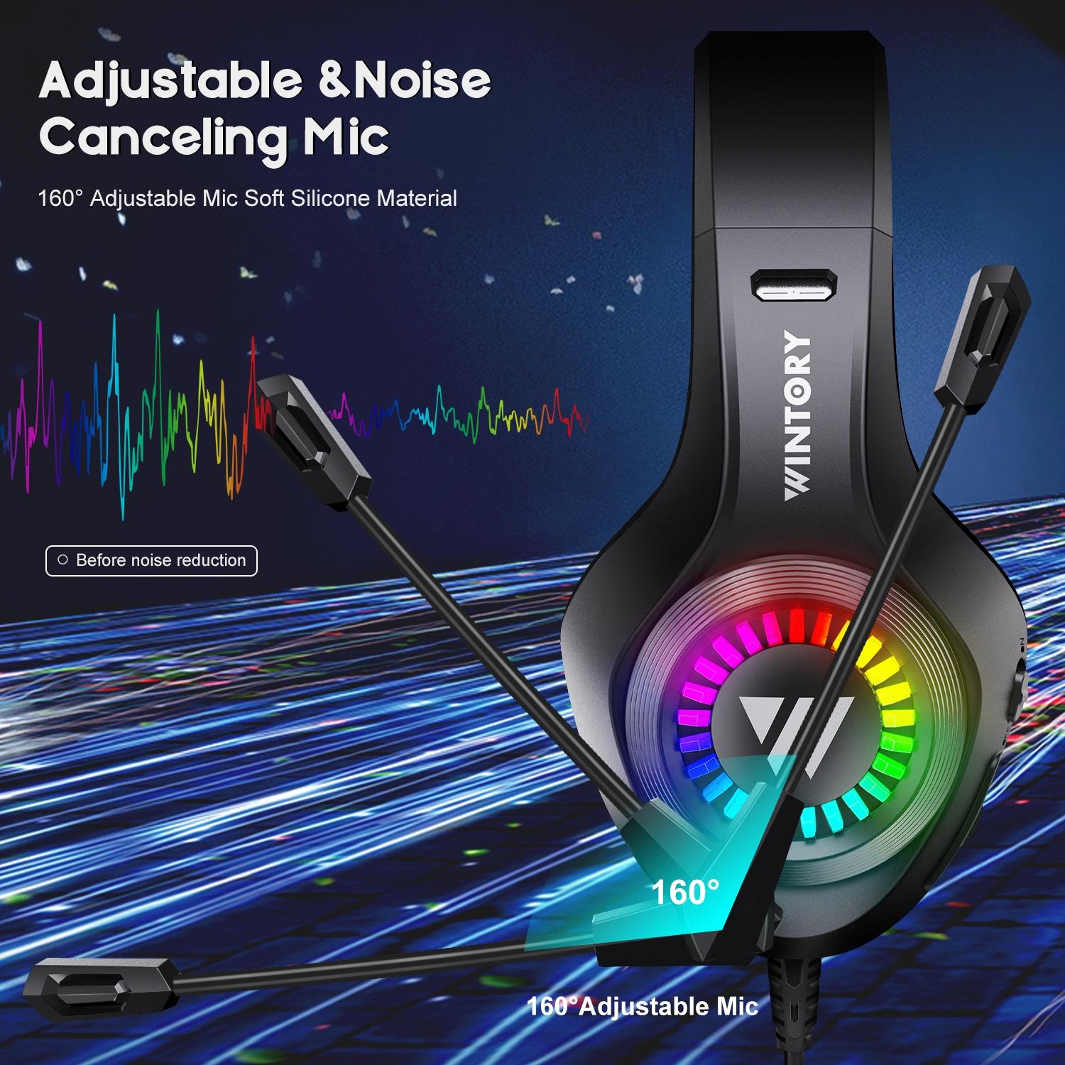 Adjustable Rgb Gaming Headset With Mic Black 5