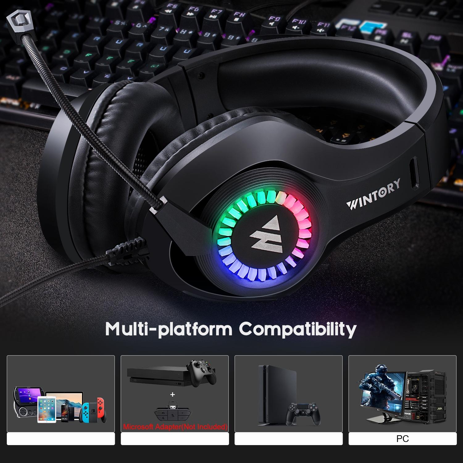 Adjustable Rgb Gaming Headset With Mic Black 8