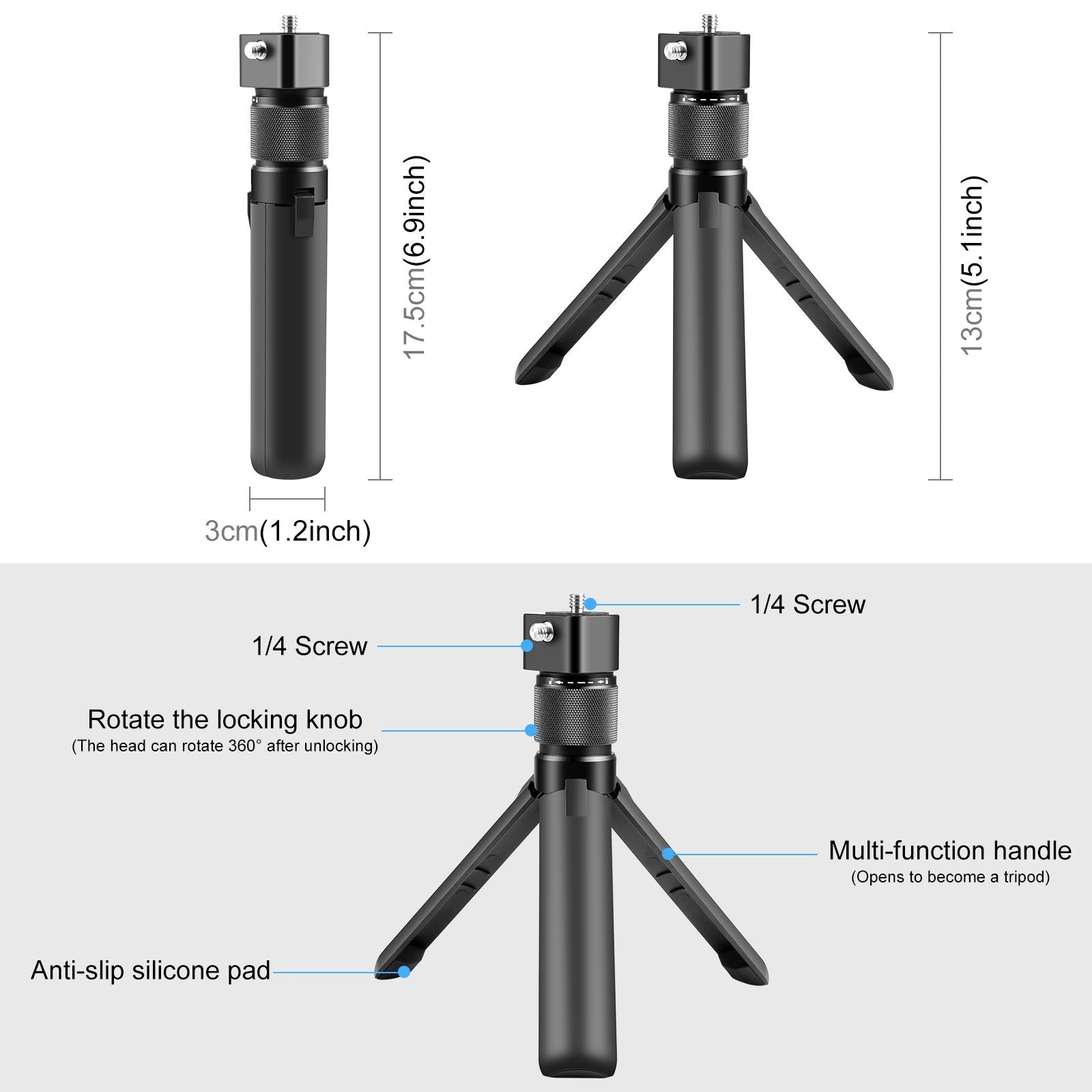 Insta360 X3 / X4 Desktop Tripod Stand with Rotary Handle 4