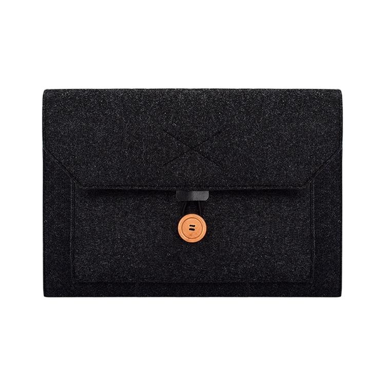 Versatile Felt Laptop Inner Bag with Button Closure - Black 14