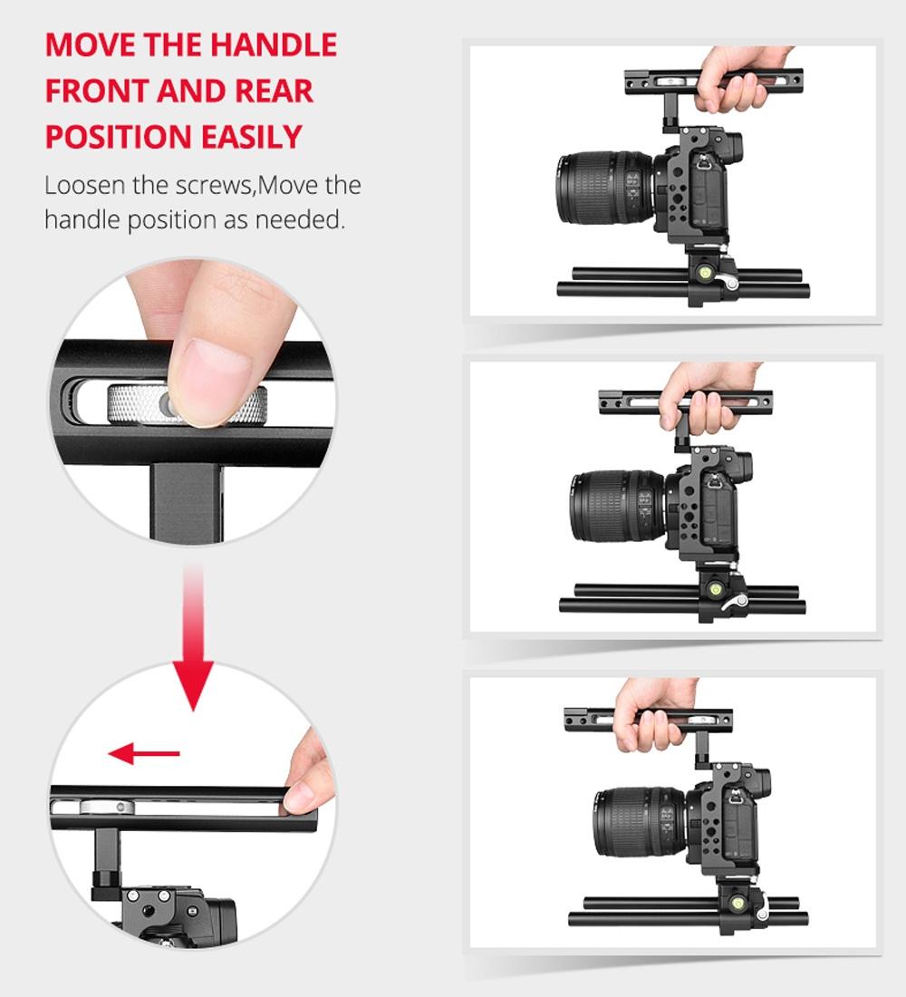Video Camera Cage Stabilizer With Handle And Rail Rod For Nikon Z6 / Z7 5