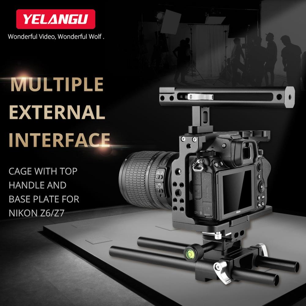Video Camera Cage Stabilizer With Handle And Rail Rod For Nikon Z6 / Z7 14