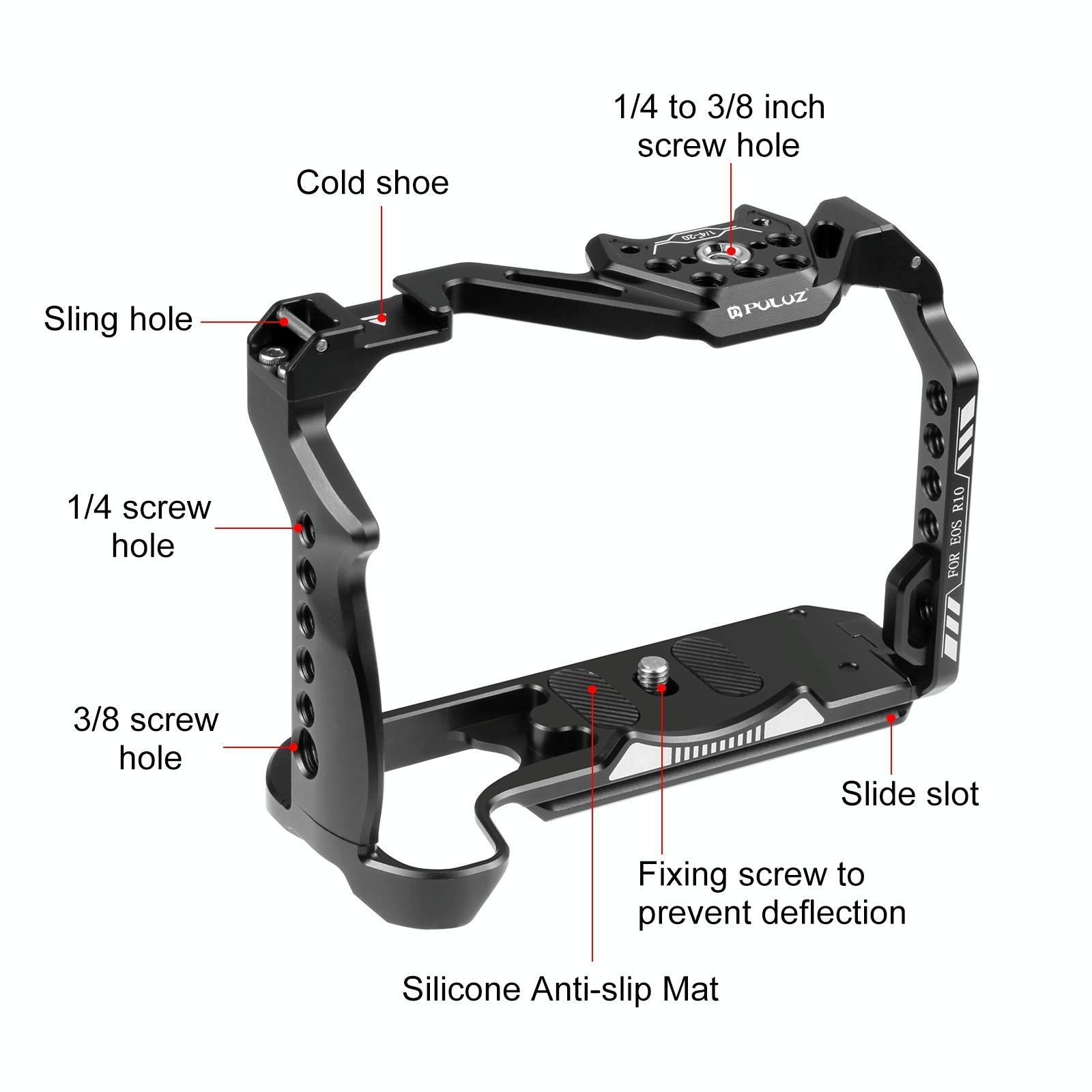 Metal Camera Cage For Canon Eos R10 Stabilizer Rig - Black 3