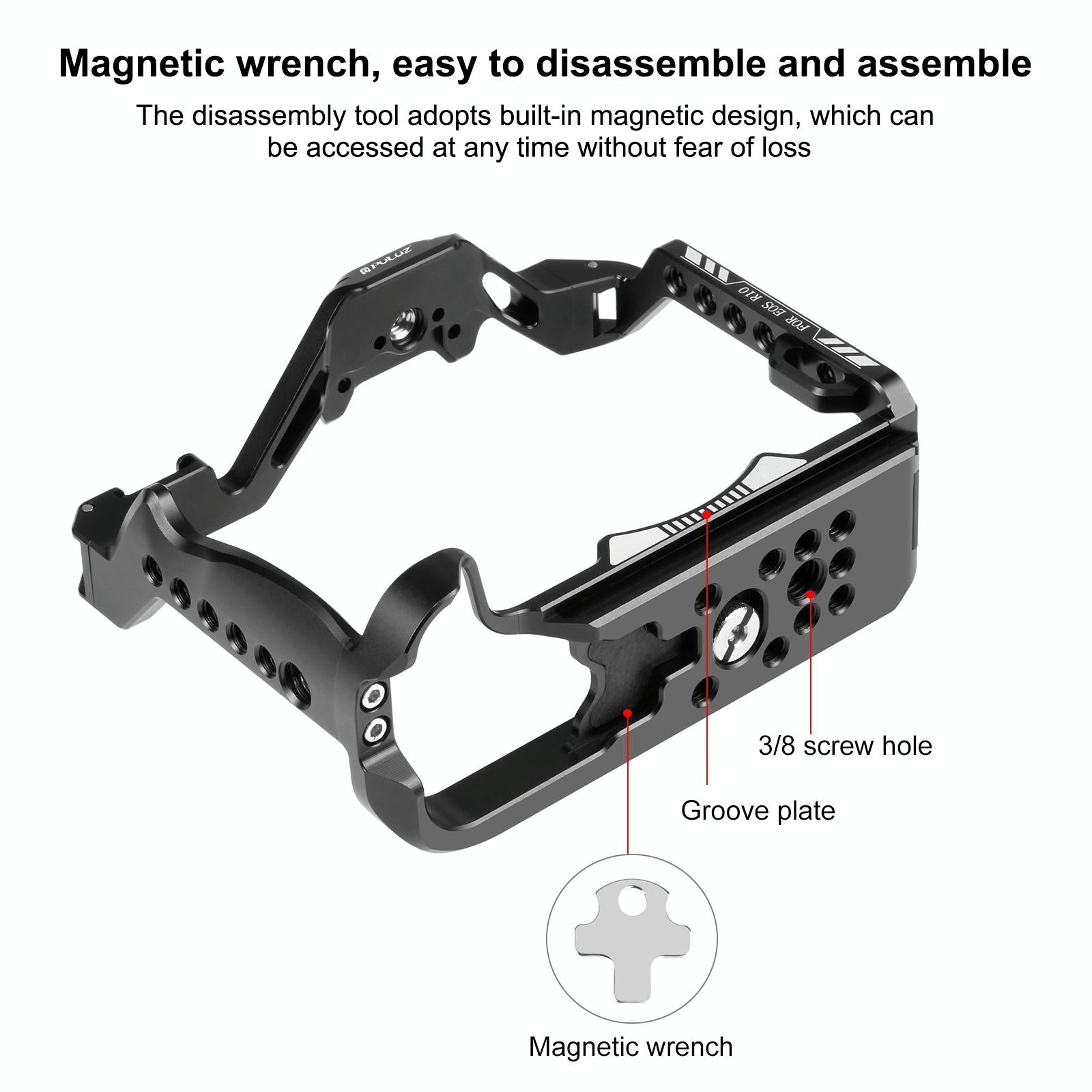 Metal Camera Cage For Canon Eos R10 Stabilizer Rig - Black 4