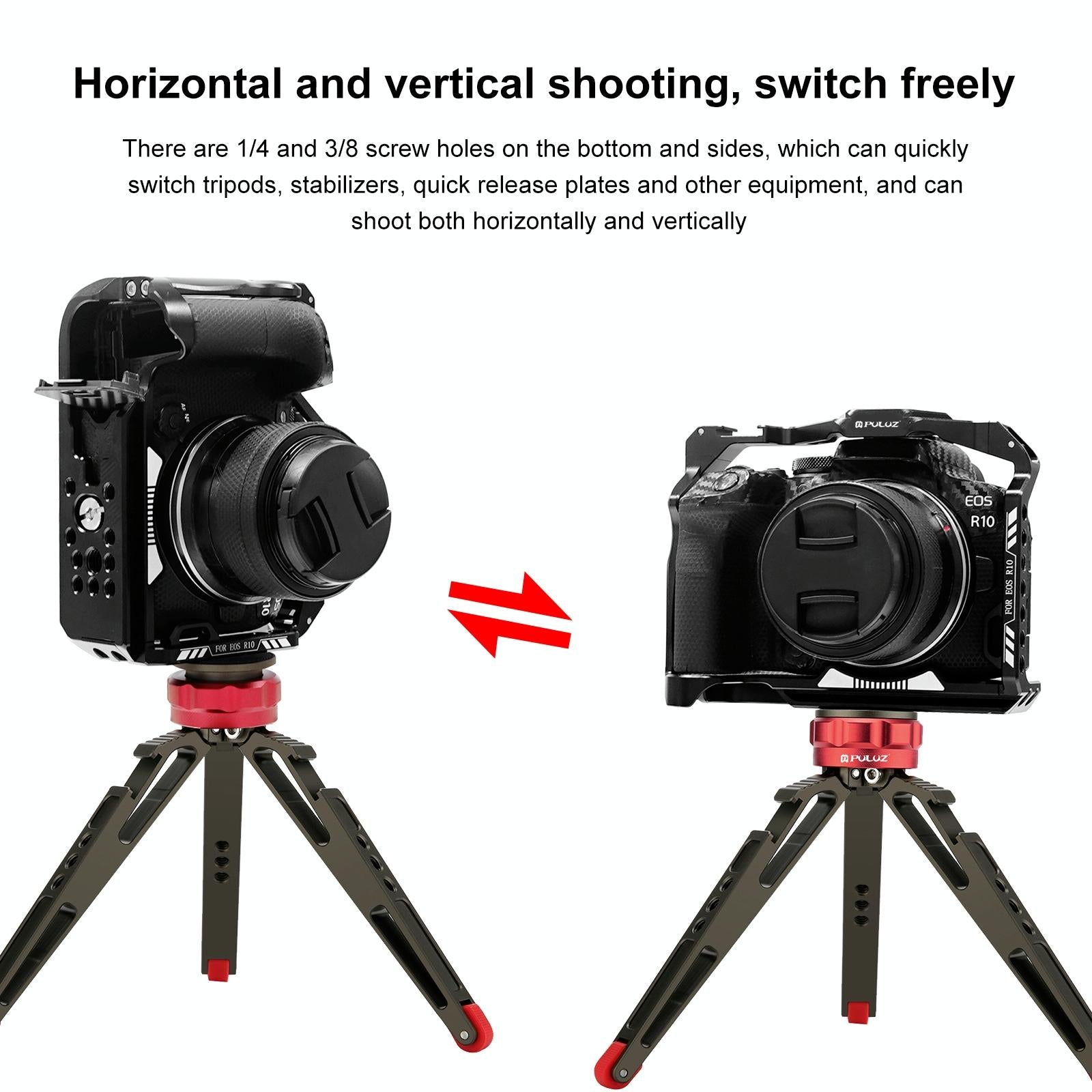 Metal Camera Cage For Canon Eos R10 Stabilizer Rig - Black 5