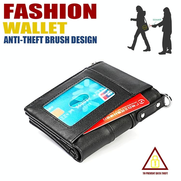 Men Retro Texture Double Zip Rfid Wallet - Anti-magnetic - Black 9