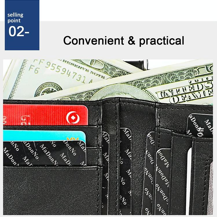 Men Retro Texture Double Zip Rfid Wallet - Anti-magnetic - Black 11
