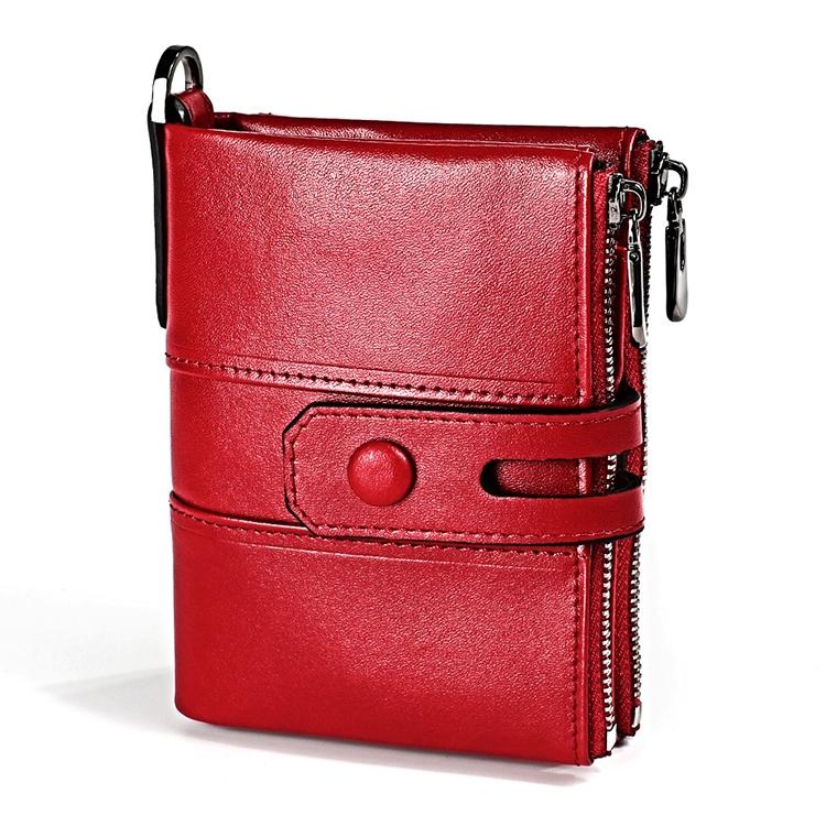 Men Retro Texture Double Zip Rfid Wallet - Anti-magnetic - Black 13