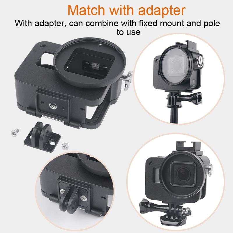 Aluminum Protective Cage with Insurance Frame and 52mm Uv Lens for Gopro Hero7 / 6 / 5 - Black 14