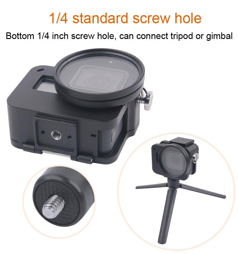 Aluminum Protective Cage with Insurance Frame and 52mm Uv Lens for Gopro Hero7 / 6 / 5 - Black 15