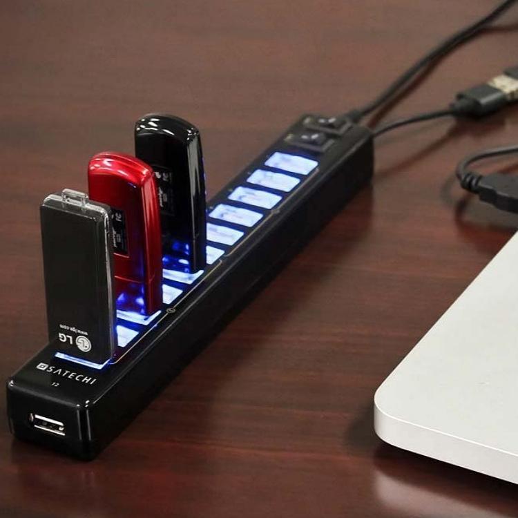12-Port Usb 2.0 Hub For Laptops And Netbooks - Black 6