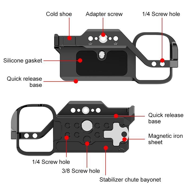 Aluminum Camera Cage For Sony Zv-E1 Stabilizer - Black 6