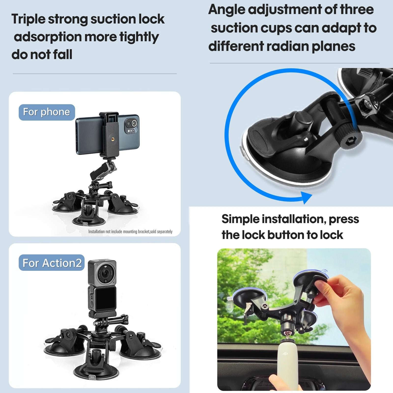 Triangle Suction Cup Mount - Strong Direction 8