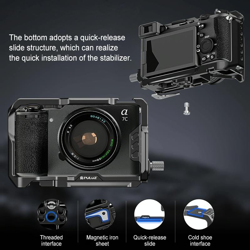 Metal Camera Cage Stabilizer - Black for Sony A7Cm2 / 7C Ii / 7Cr 8