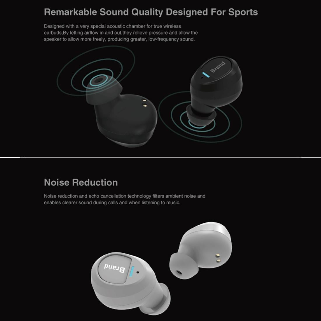 Waterproof Wireless Earbuds with Noise Cancelling and Charging Case - Black 4