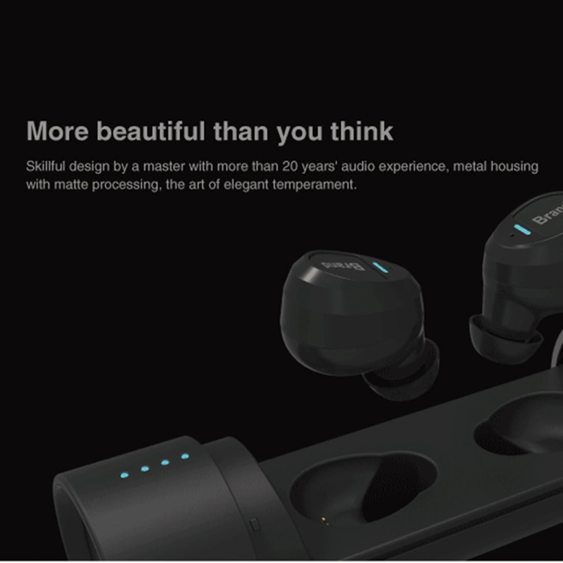 Waterproof Wireless Earbuds with Noise Cancelling and Charging Case - Black 6