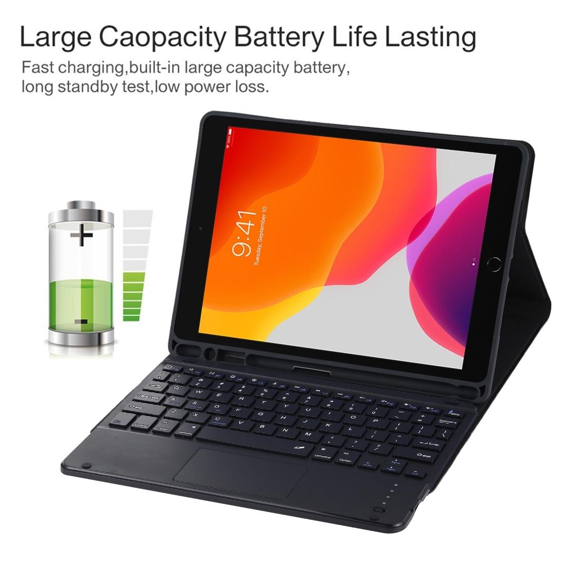 Bluetooth Keyboard & Tablet Case For Ipad Air 2020 - Detachable Touch Pad Pen Slot Microfiber Leather - Black 7