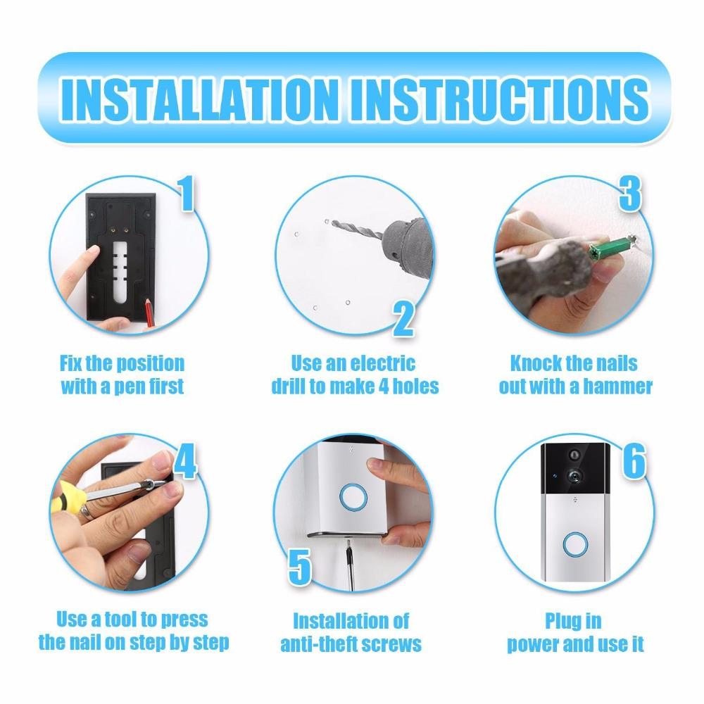 Hd 720P Security Camera Smart Wifi Video Doorbell Intercom Support Tf Card & Infrared Night Vision & Motion Detection App For Ios And Android - Black 5