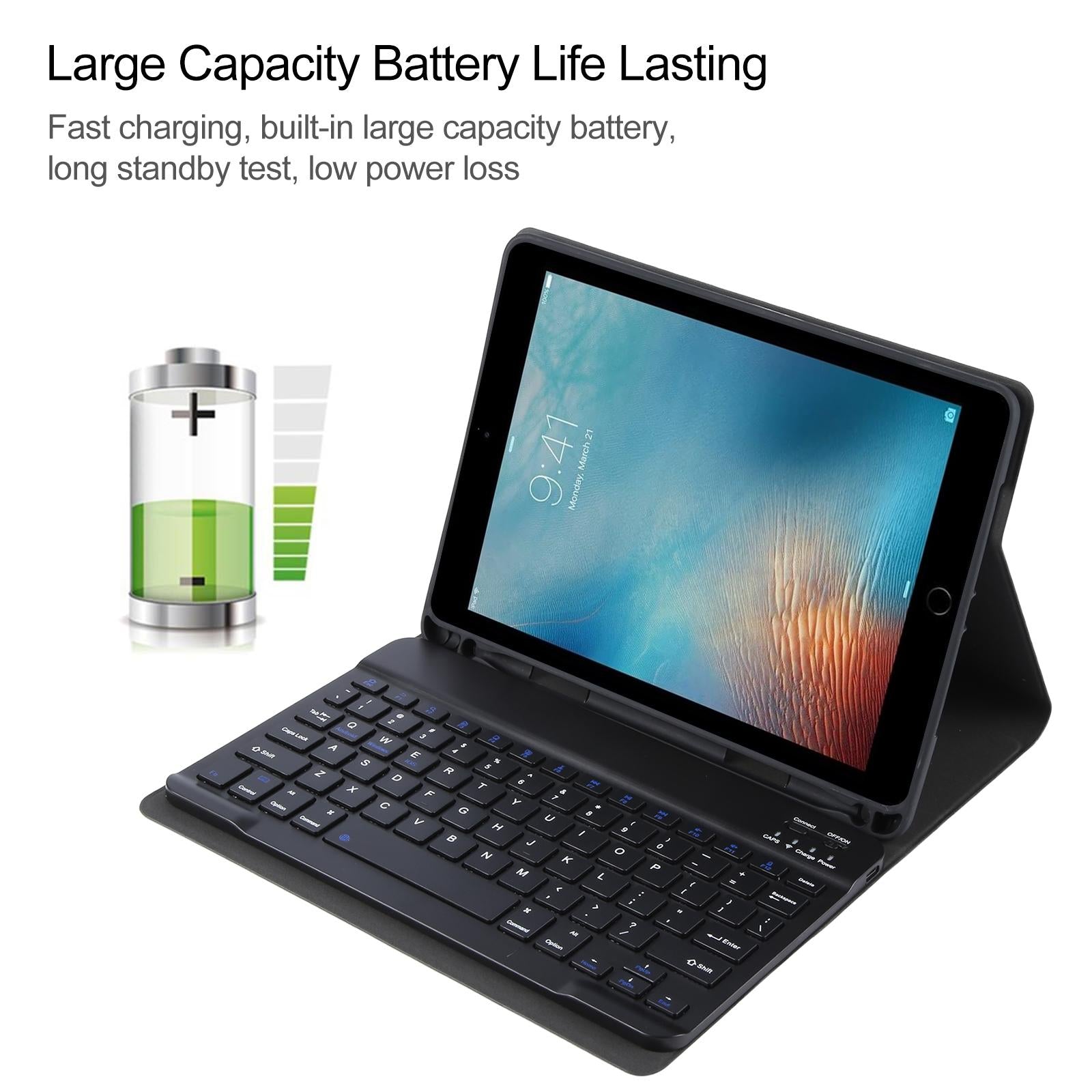 Smart Bluetooth Keyboard & Leather Tablet Case For Ipad Pro 9.7 / Air 2 - Black 7