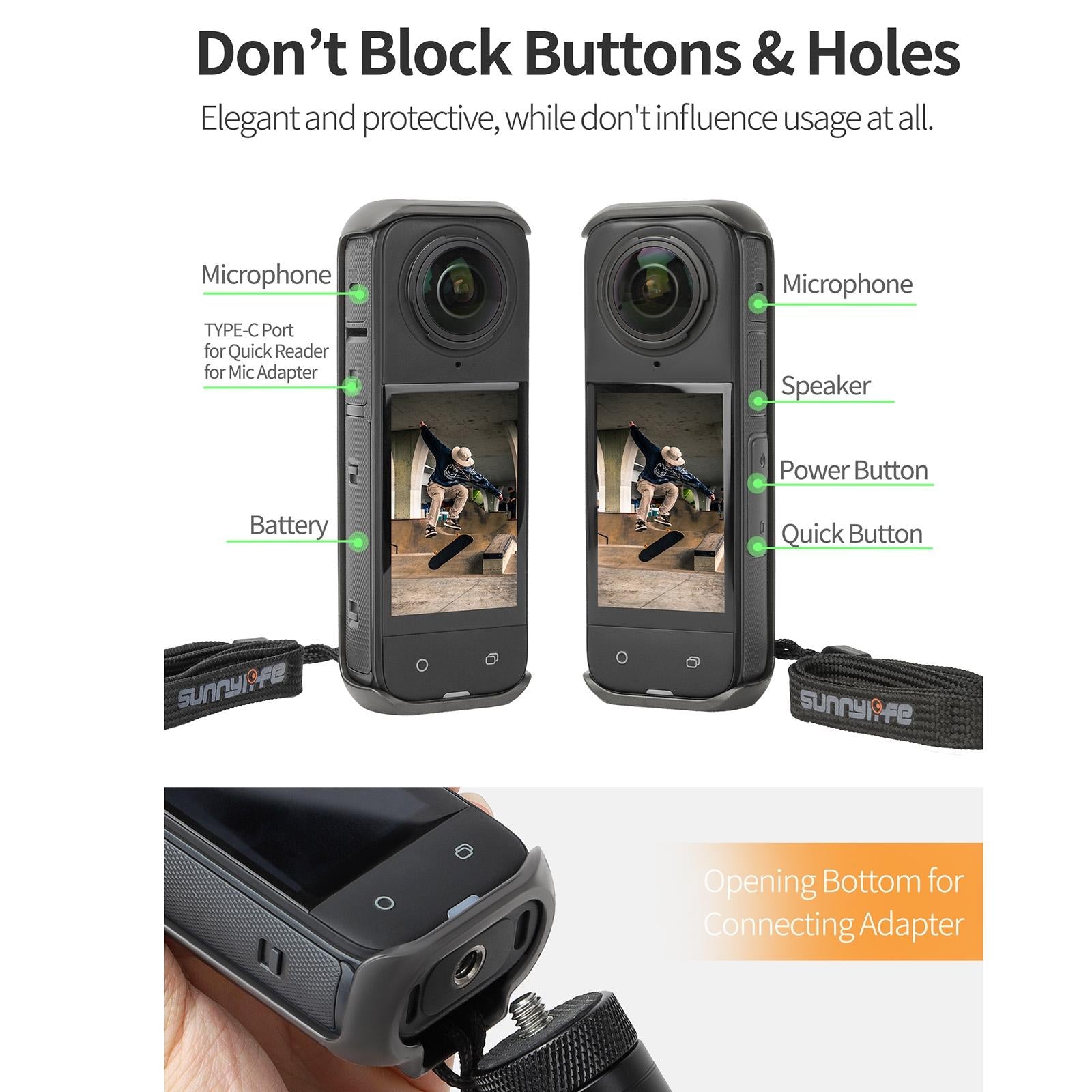 Graphene Protective Case for Insta360 X4 with Hand Strap - Black 9