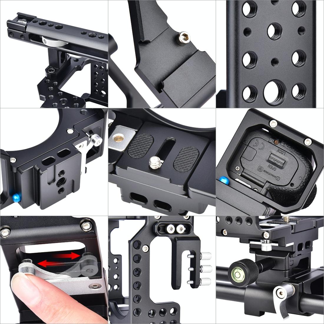 Handle Video Camera Cage Stabilizer For Sony A7K / A72 / A73 / A7S2 / A7R3 / A7R2 / A7X Black 12