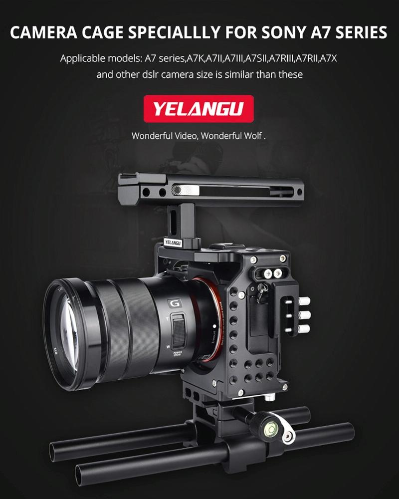 Handle Video Camera Cage Stabilizer For Sony A7K / A72 / A73 / A7S2 / A7R3 / A7R2 / A7X Black 14