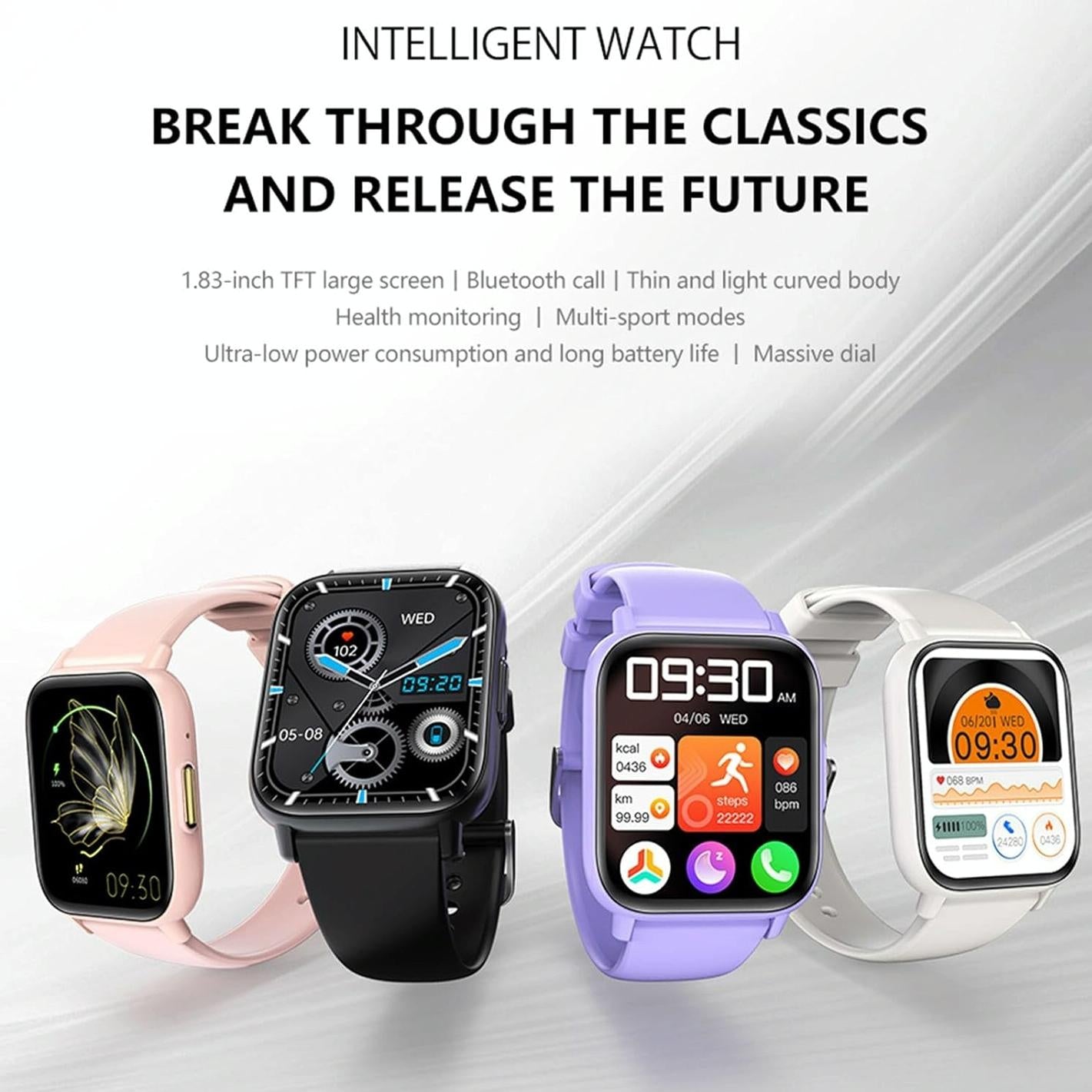 1.83 Inch Ip68 Waterproof Smart Watch Support Body Temperature Monitoring / Heart Rate / Blood Oxygen / Blood Pressure Monitoring - Black 4