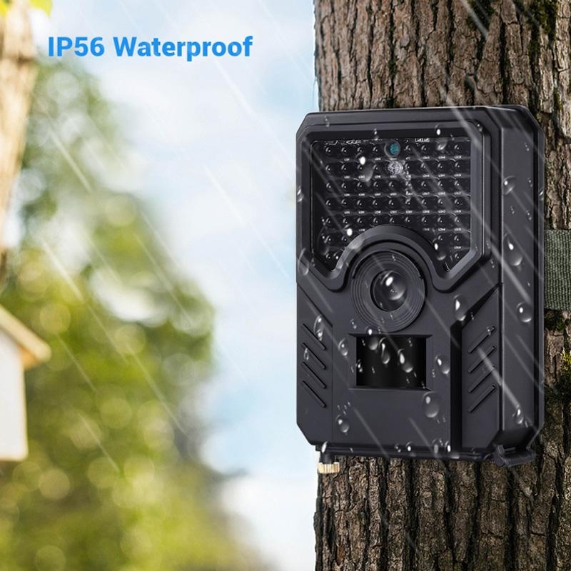 12Mp 1080P Hd Infrared Hunting Trail Camera With 120 Degree Wide Angle Lens And Ip56 Waterproof Design - Supports Tf Card Pir Distance 10-15M - Black 4