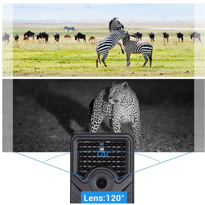 12Mp 1080P Hd Infrared Hunting Trail Camera With 120 Degree Wide Angle Lens And Ip56 Waterproof Design - Supports Tf Card Pir Distance 10-15M - Black 11
