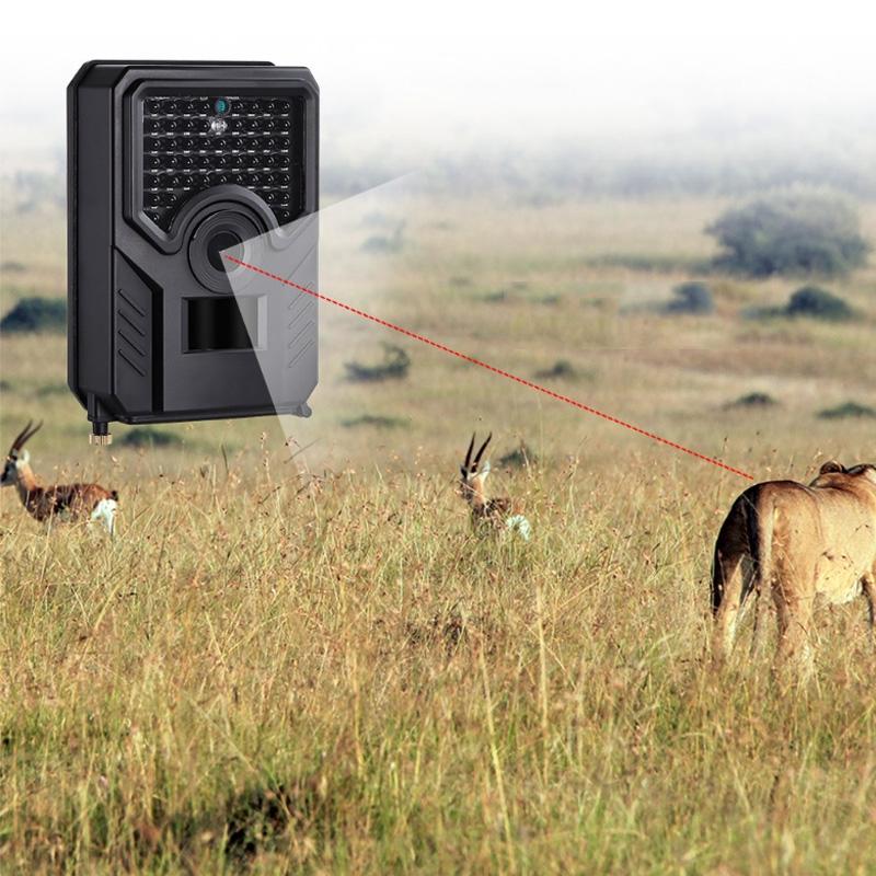 12Mp 1080P Hd Infrared Hunting Trail Camera With 120 Degree Wide Angle Lens And Ip56 Waterproof Design - Supports Tf Card Pir Distance 10-15M - Black 12