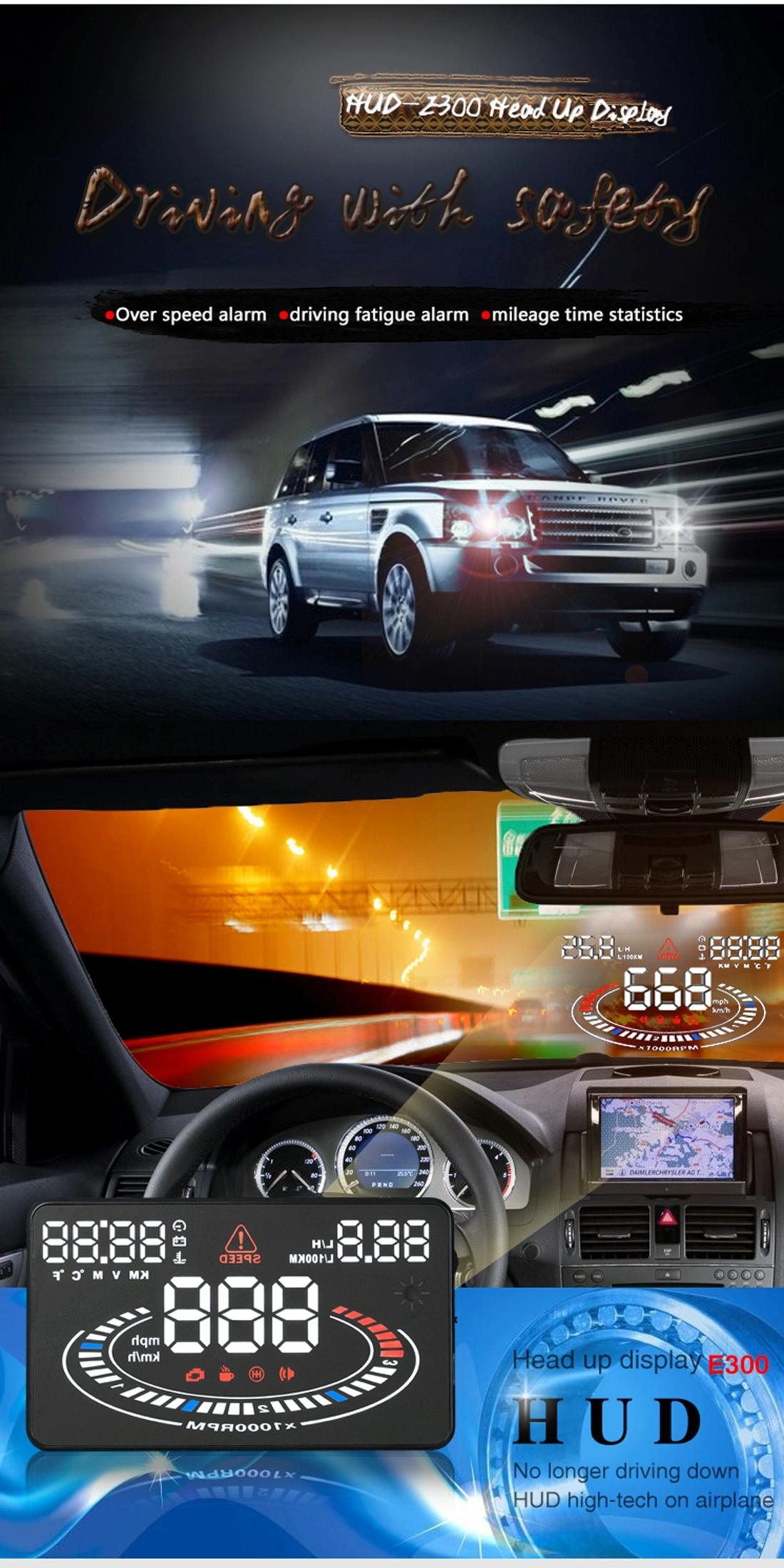 5.5 Inch Car Obdii / Euobd Hud Display Speed Fuel Alarm Black 11